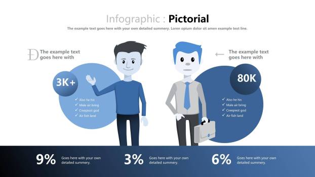 蓝色对比关系PPT图表模板7