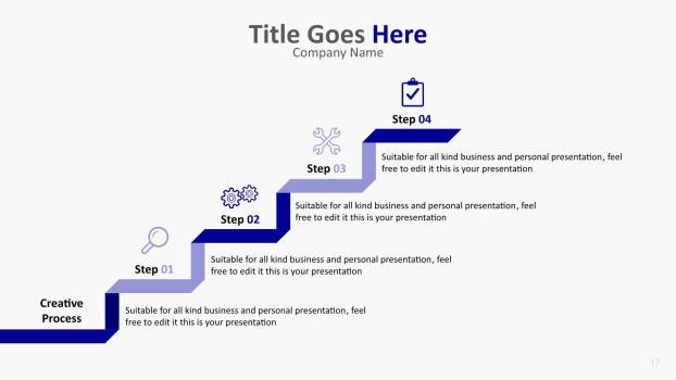 蓝色流程图PPT图表模板8