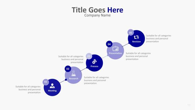 蓝色流程图PPT图表模板2