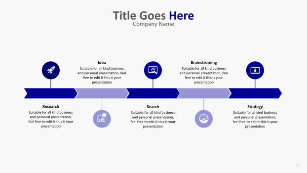 蓝色流程图PPT图表模板5