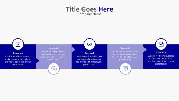 蓝色流程图PPT图表模板6