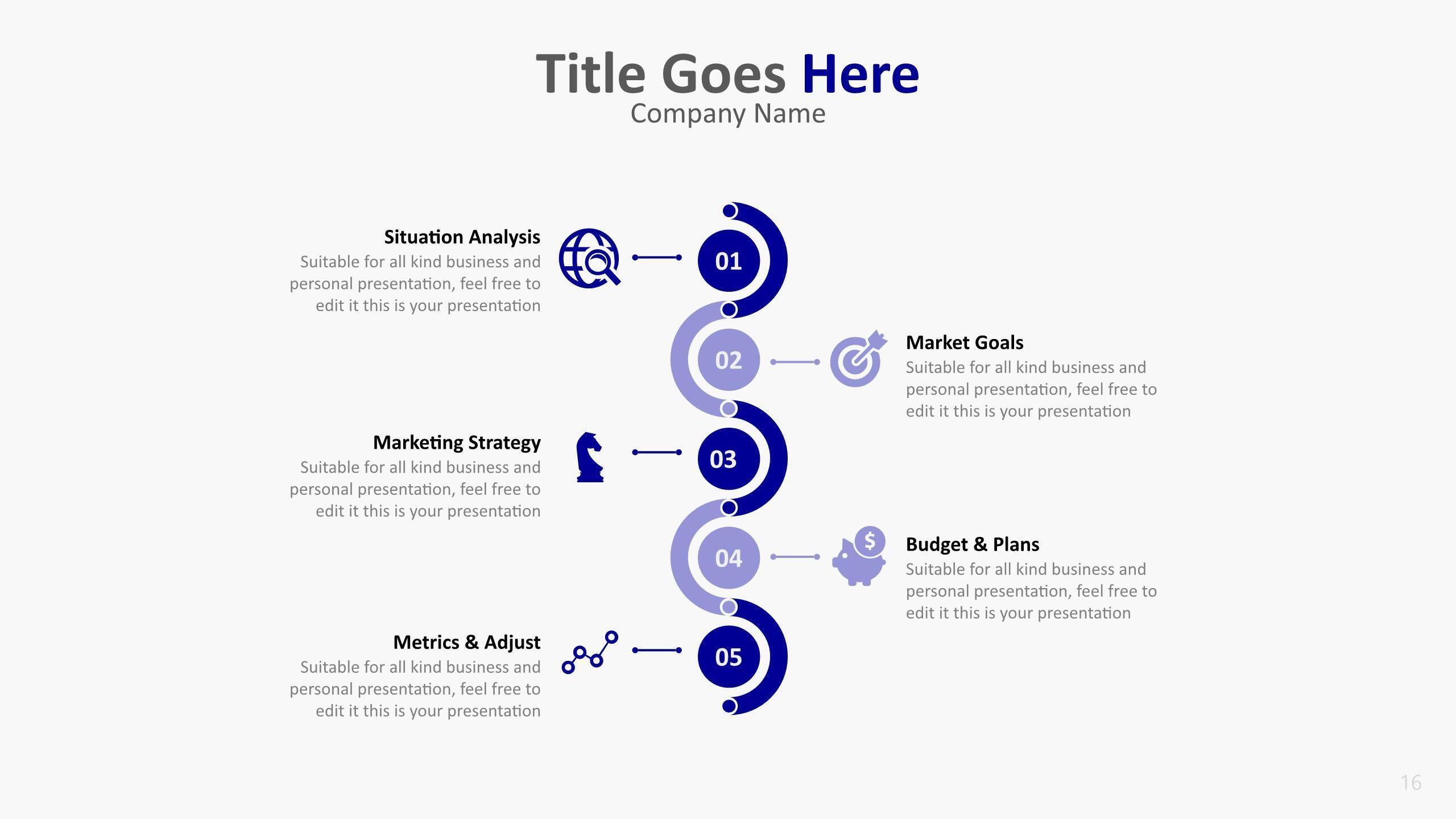 蓝色流程图PPT图表模板7