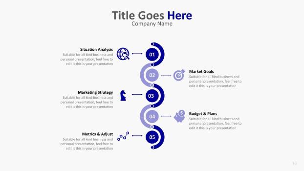 蓝色流程图PPT图表模板7