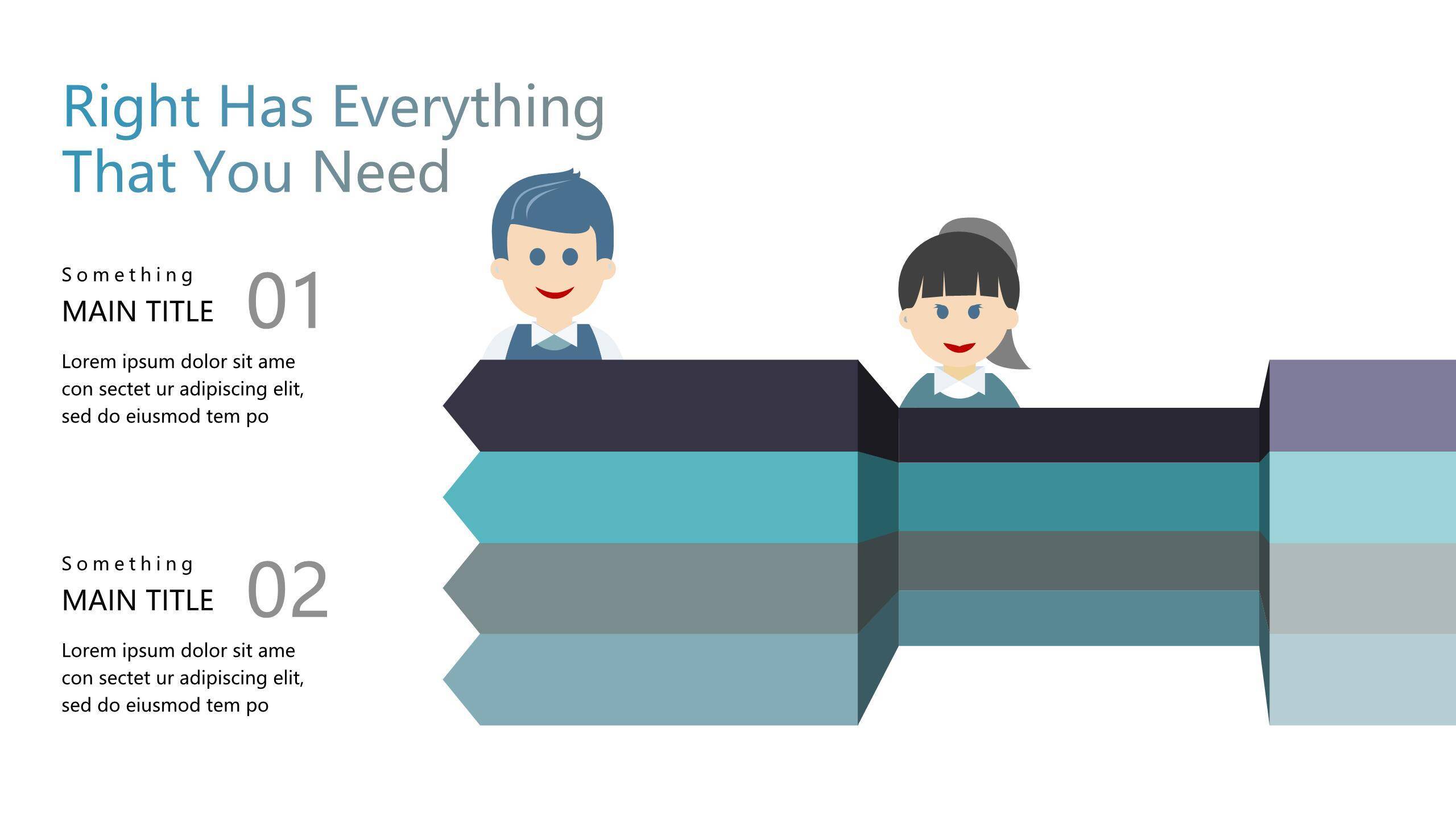 蓝色商务人物PPT图表模板5