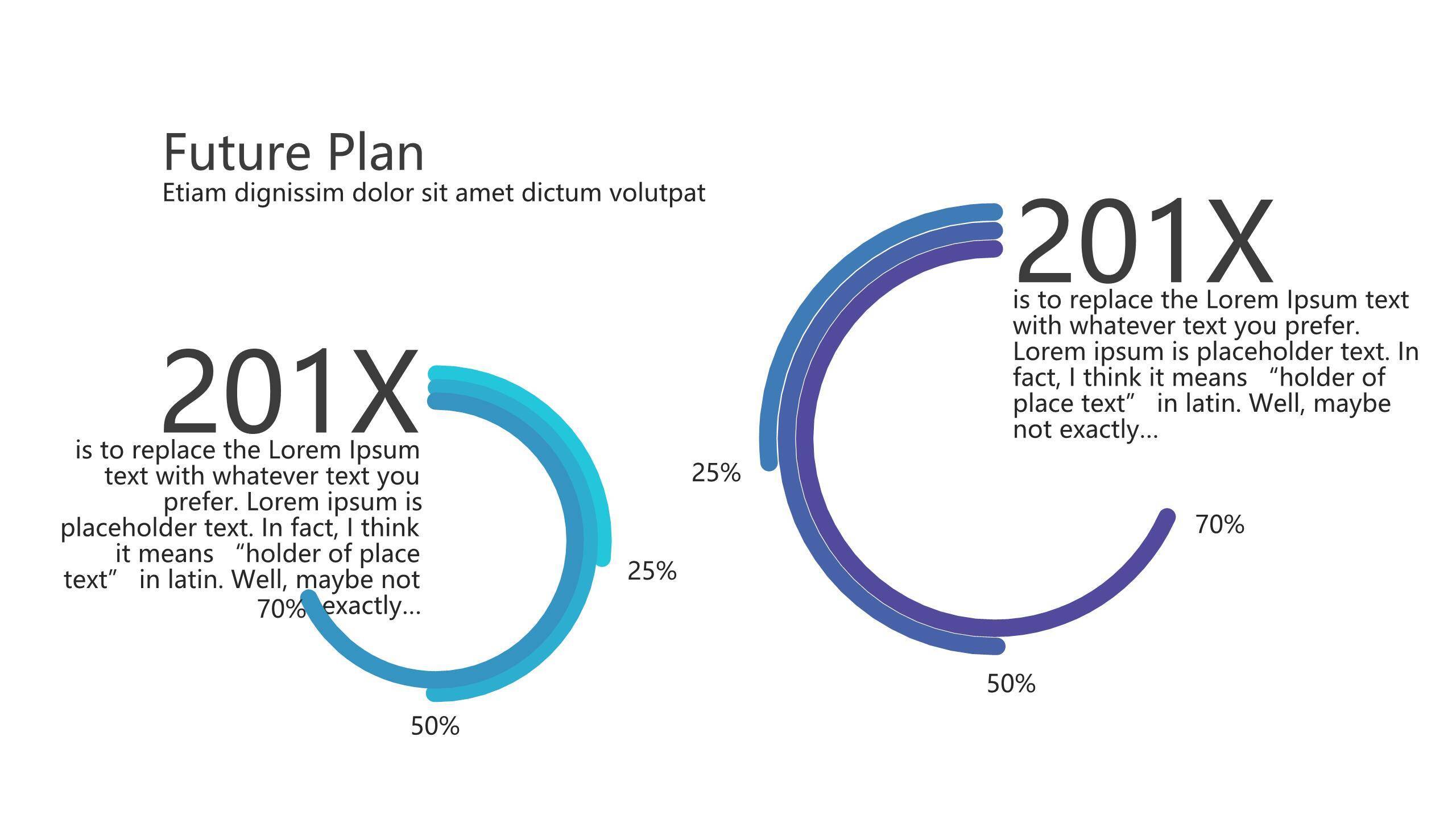 蓝色数据百分比PPT图表模板8