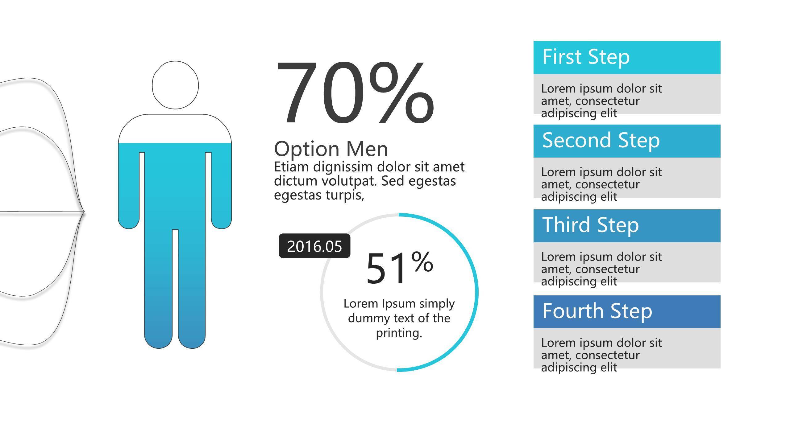 蓝色数据百分比PPT图表模板3