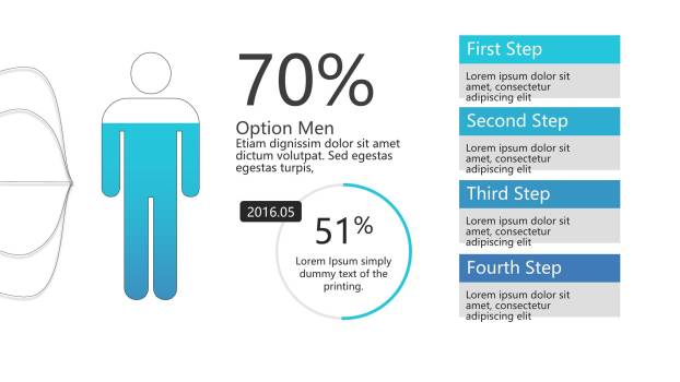 蓝色数据百分比PPT图表模板3