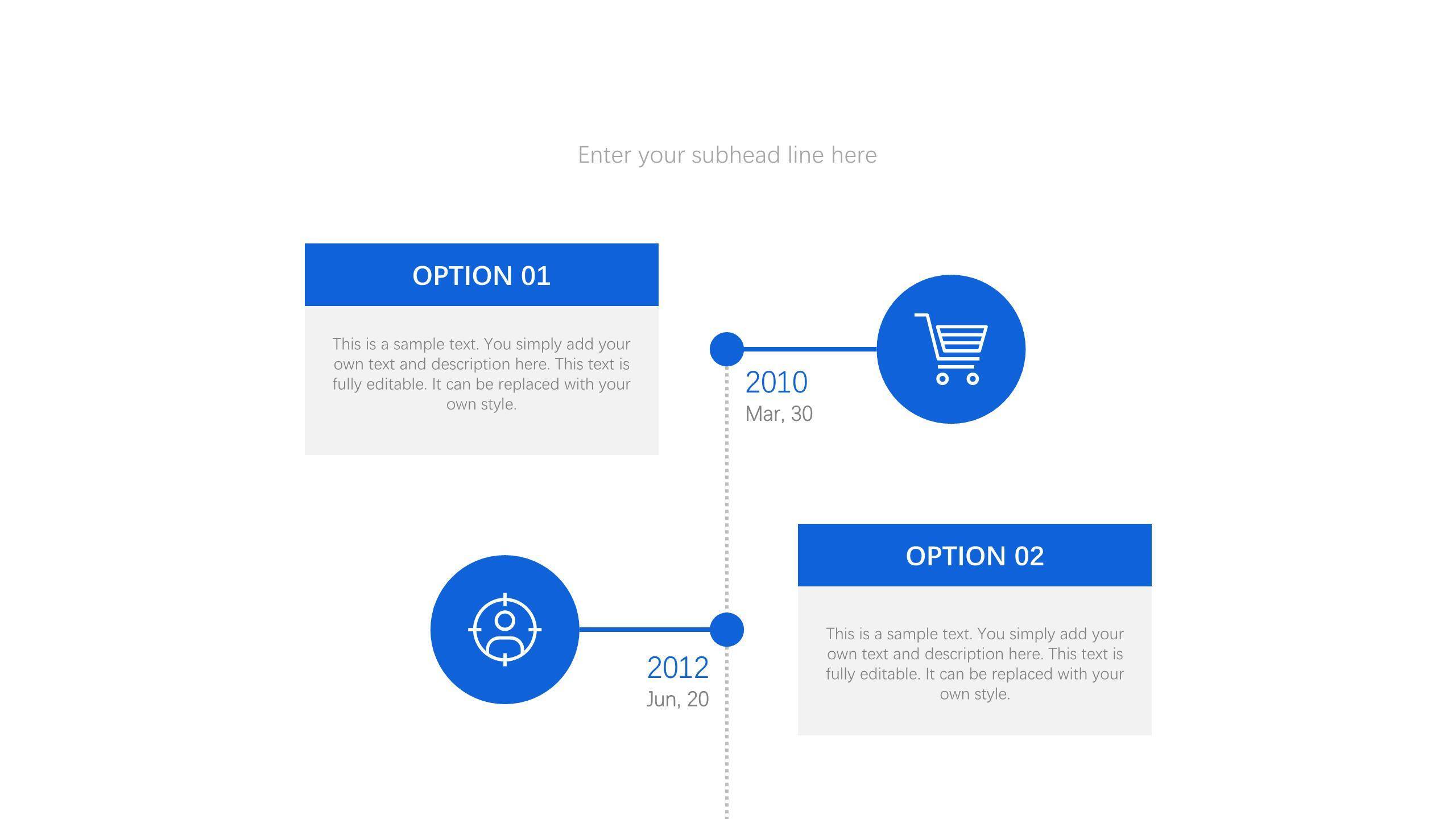 蓝色通用时间轴PPT图表模板1