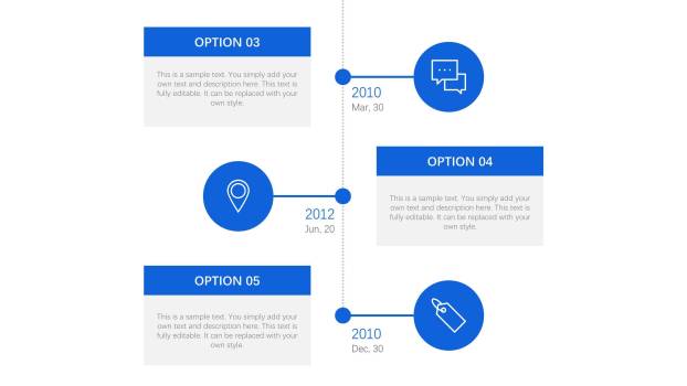 蓝色通用时间轴PPT图表模板2