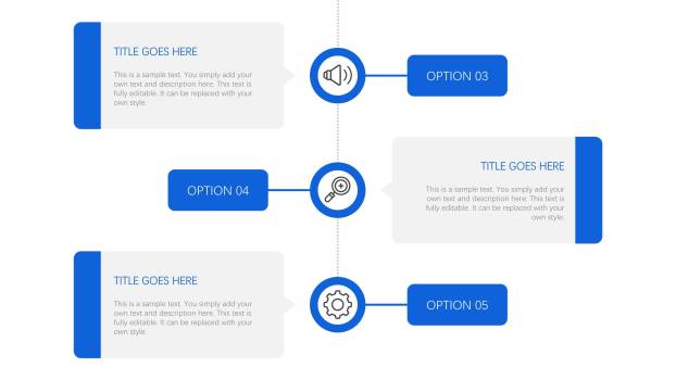 蓝色通用时间轴PPT图表模板4