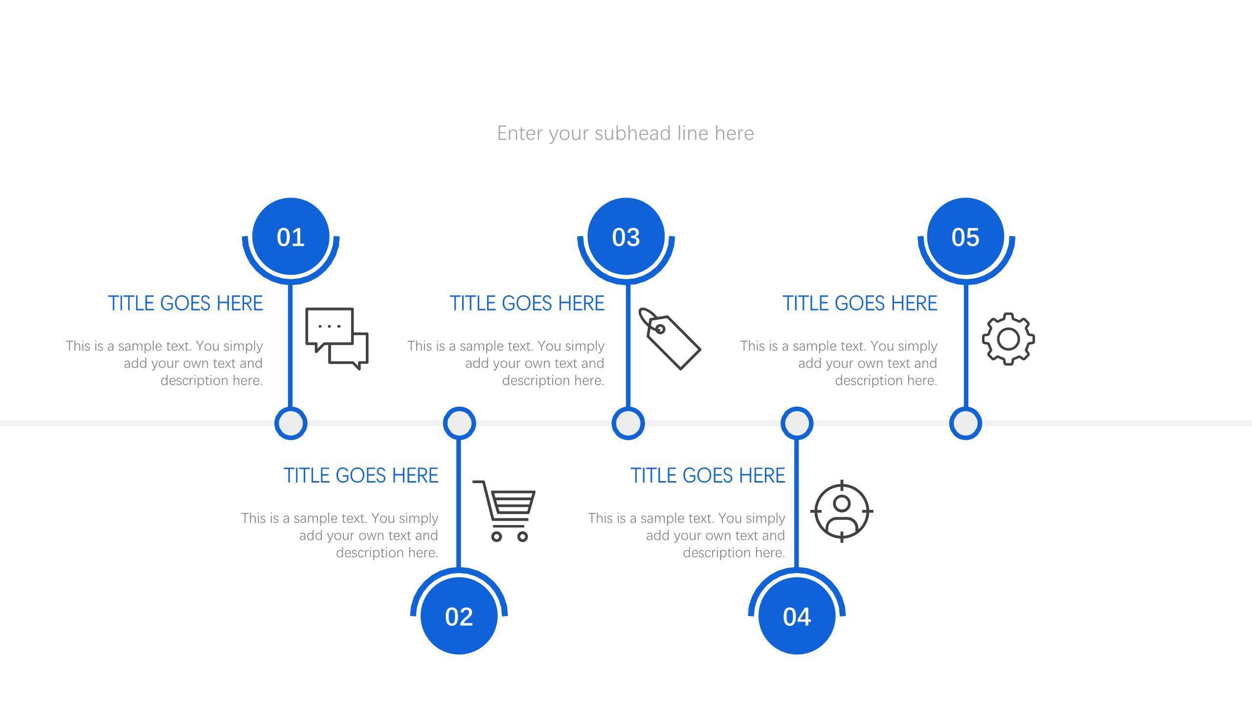 蓝色通用时间轴PPT图表模板6