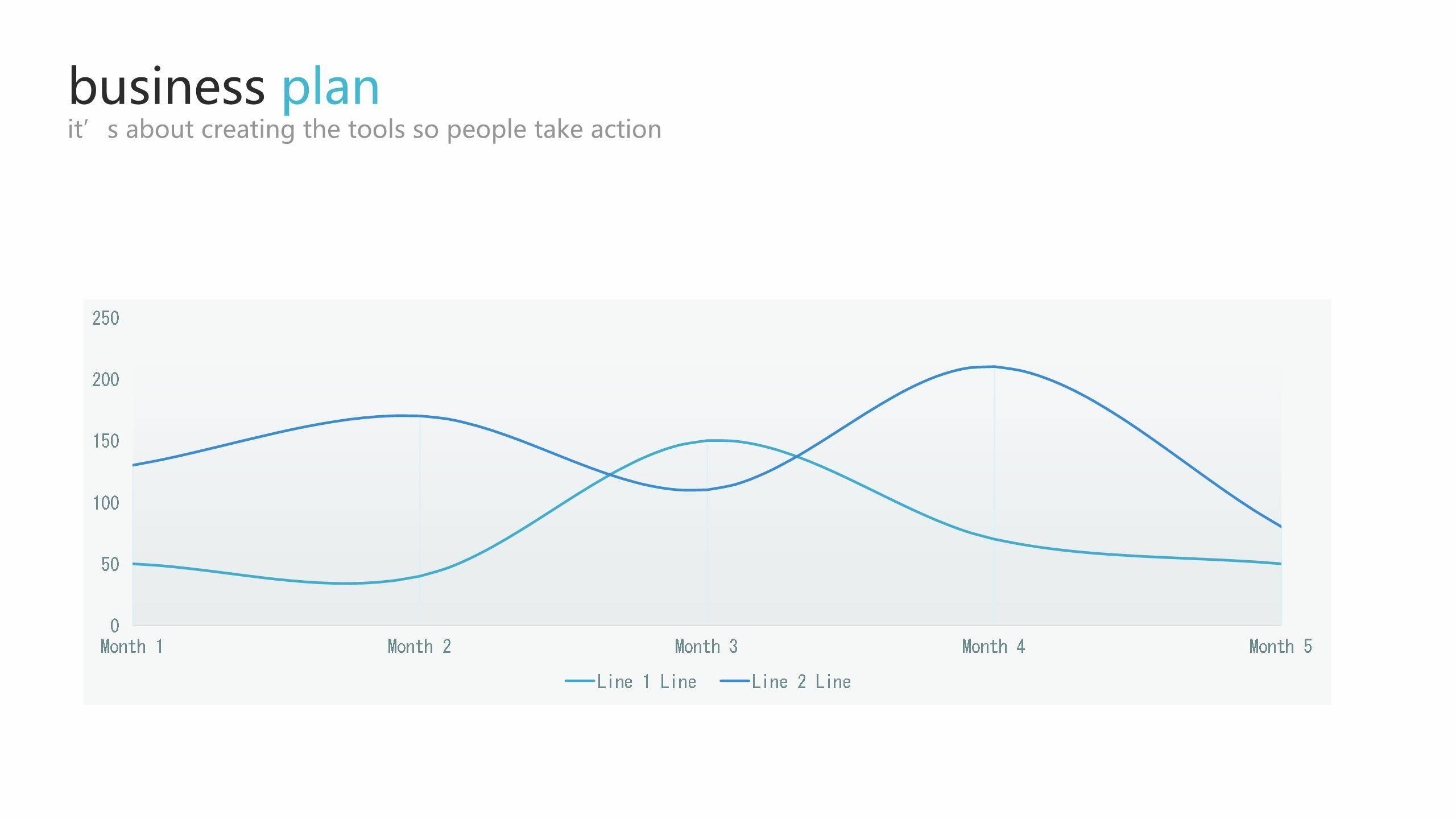 蓝色折线图表格PPT图表模板1