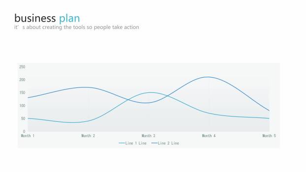 蓝色折线图表格PPT图表模板1