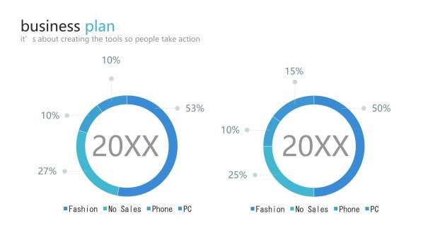 蓝色折线图表格PPT图表模板7