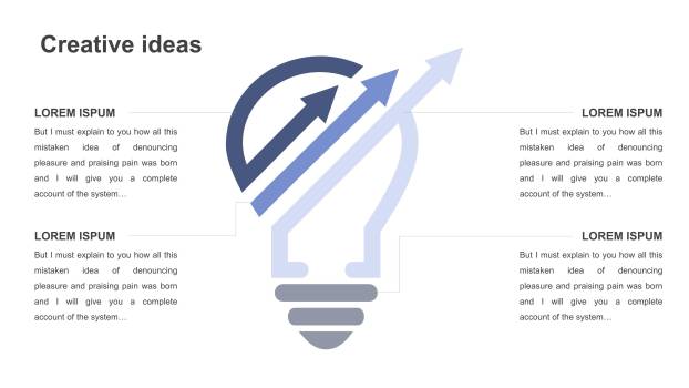 蓝色总分PPT图表模板3