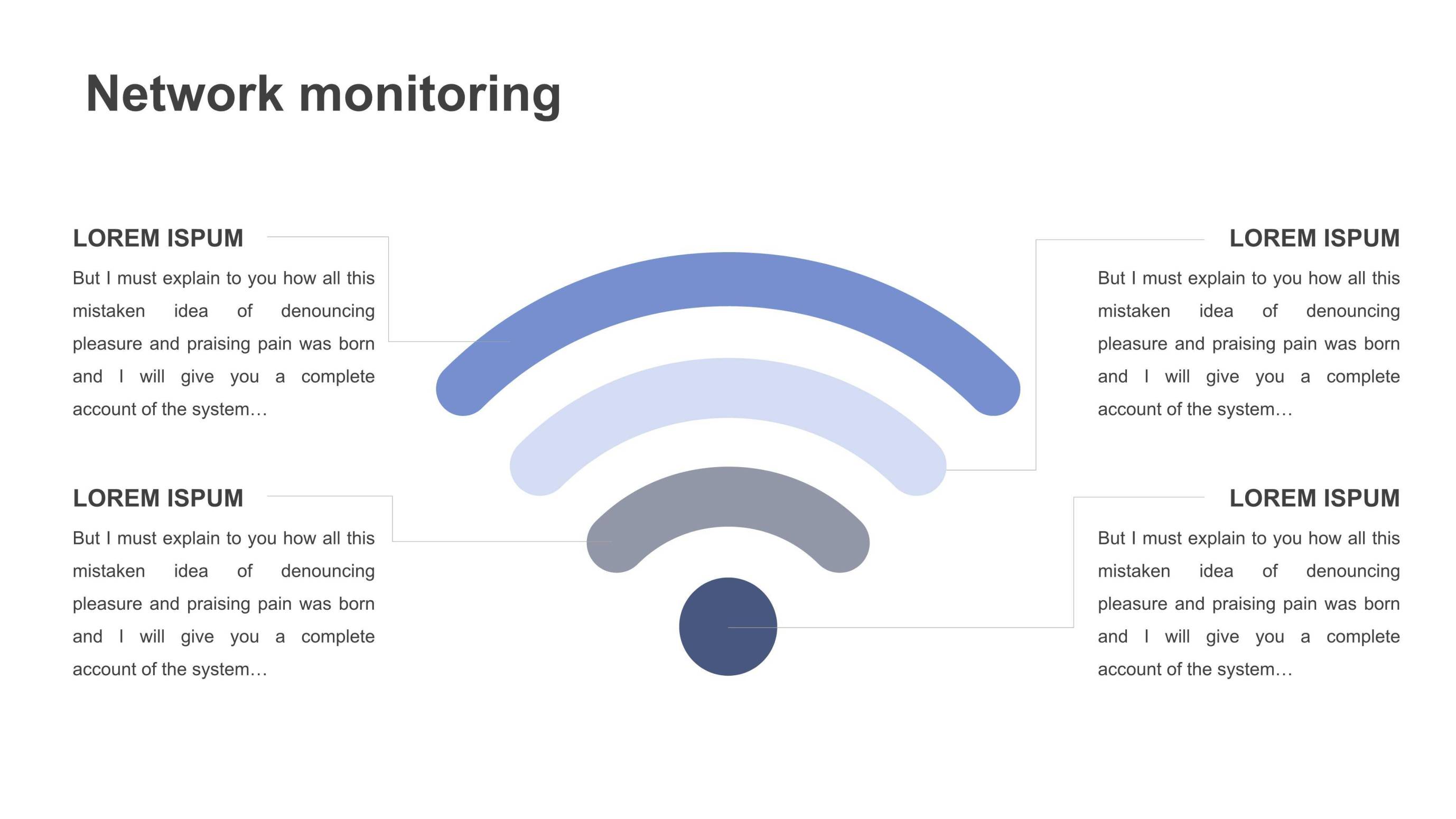 蓝色总分PPT图表模板6