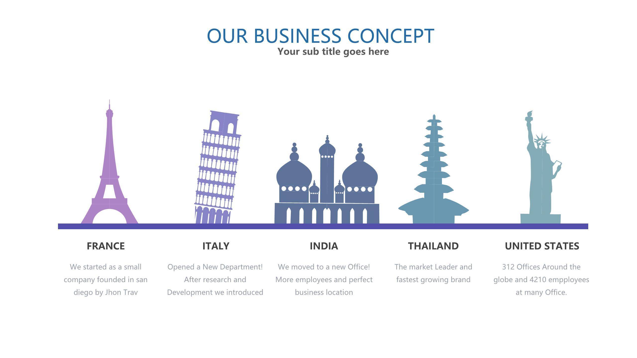 蓝紫色系设计PPT图表模板PPT图表模板5