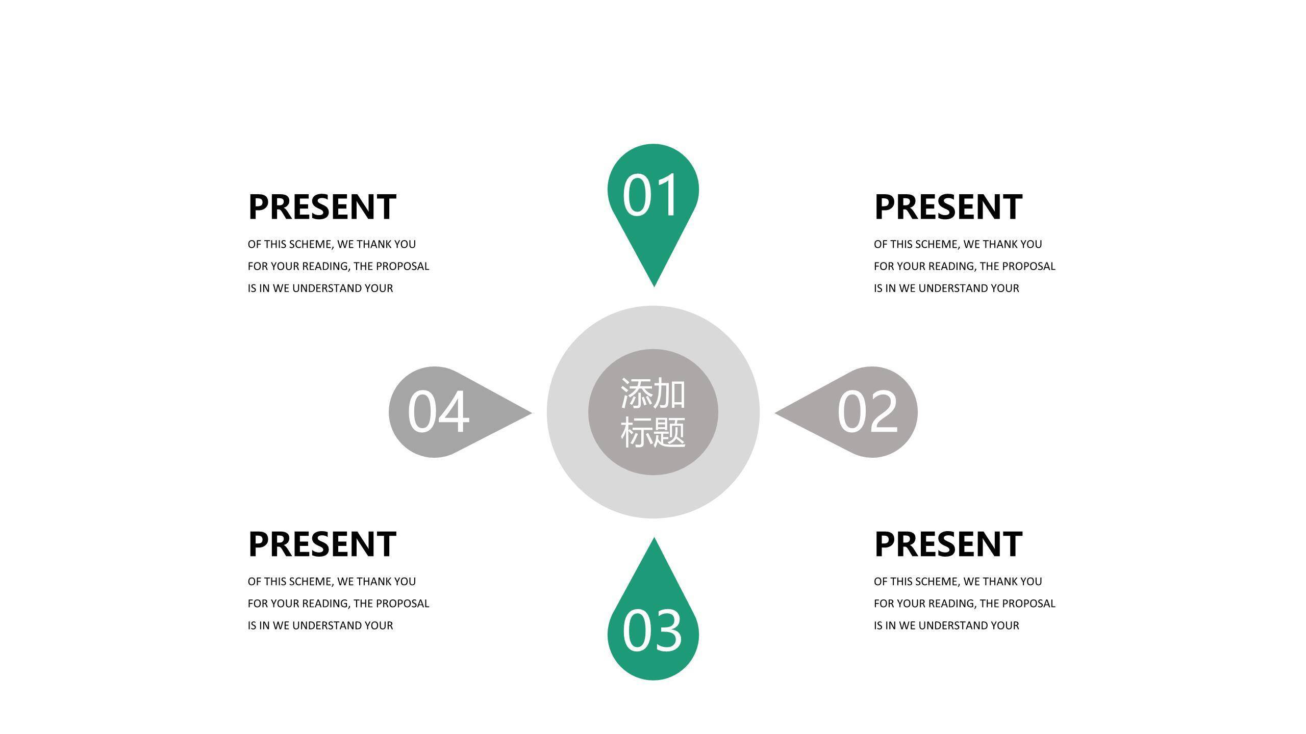 绿灰总分数据关系PPT图表模板1