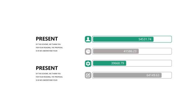 绿灰总分数据关系PPT图表模板4