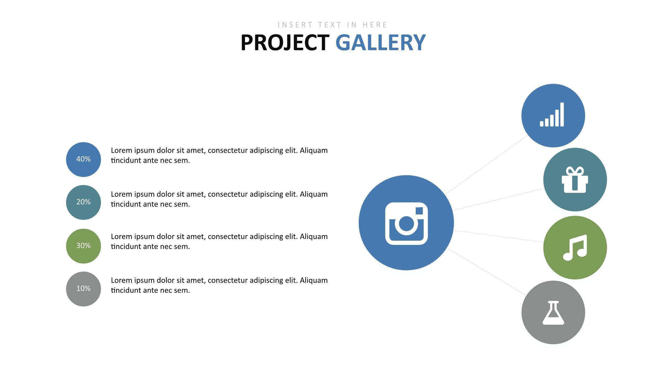 绿色百分比图表PPT图表模板8