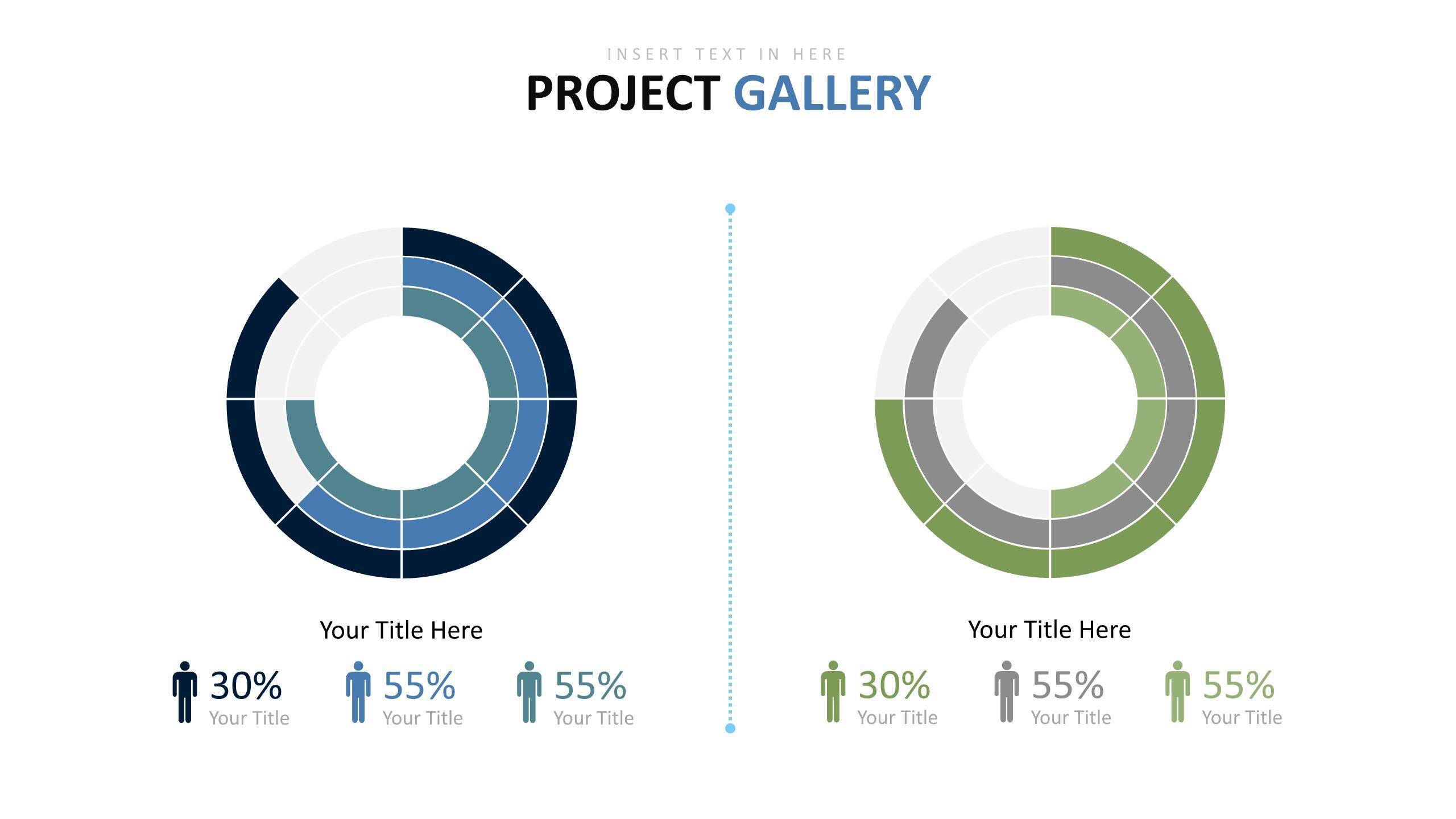 绿色百分比图表PPT图表模板2