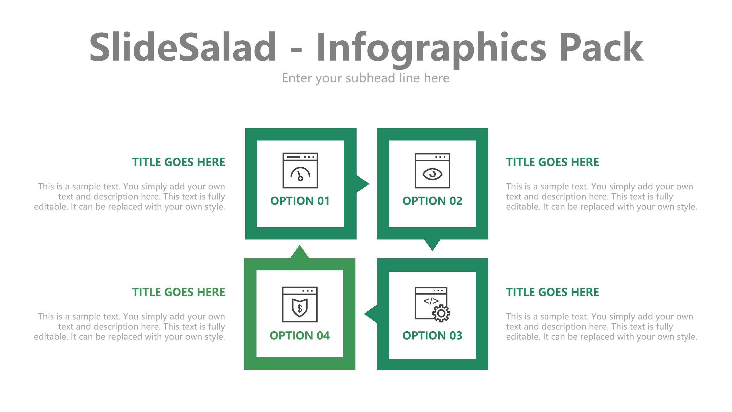 绿色百分比信息PPT图表模板8