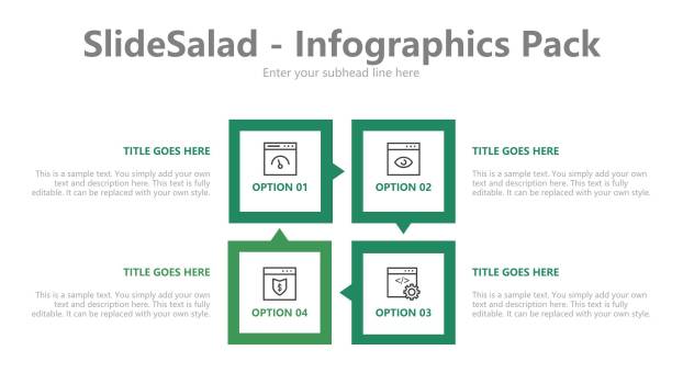 绿色百分比信息PPT图表模板8