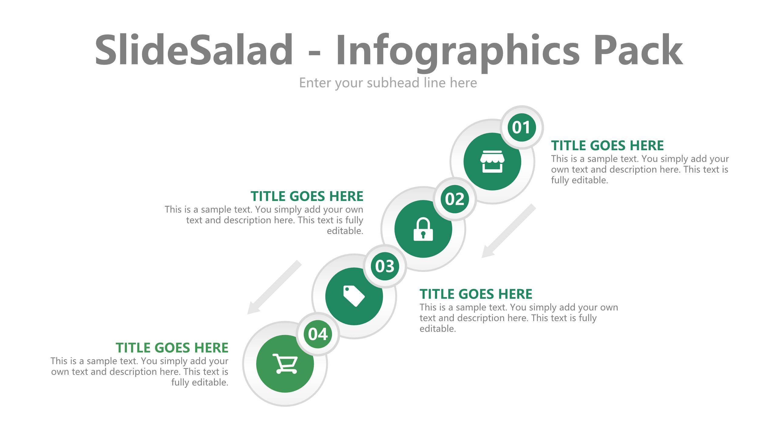 绿色百分比信息PPT图表模板3