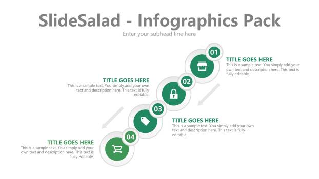 绿色百分比信息PPT图表模板3