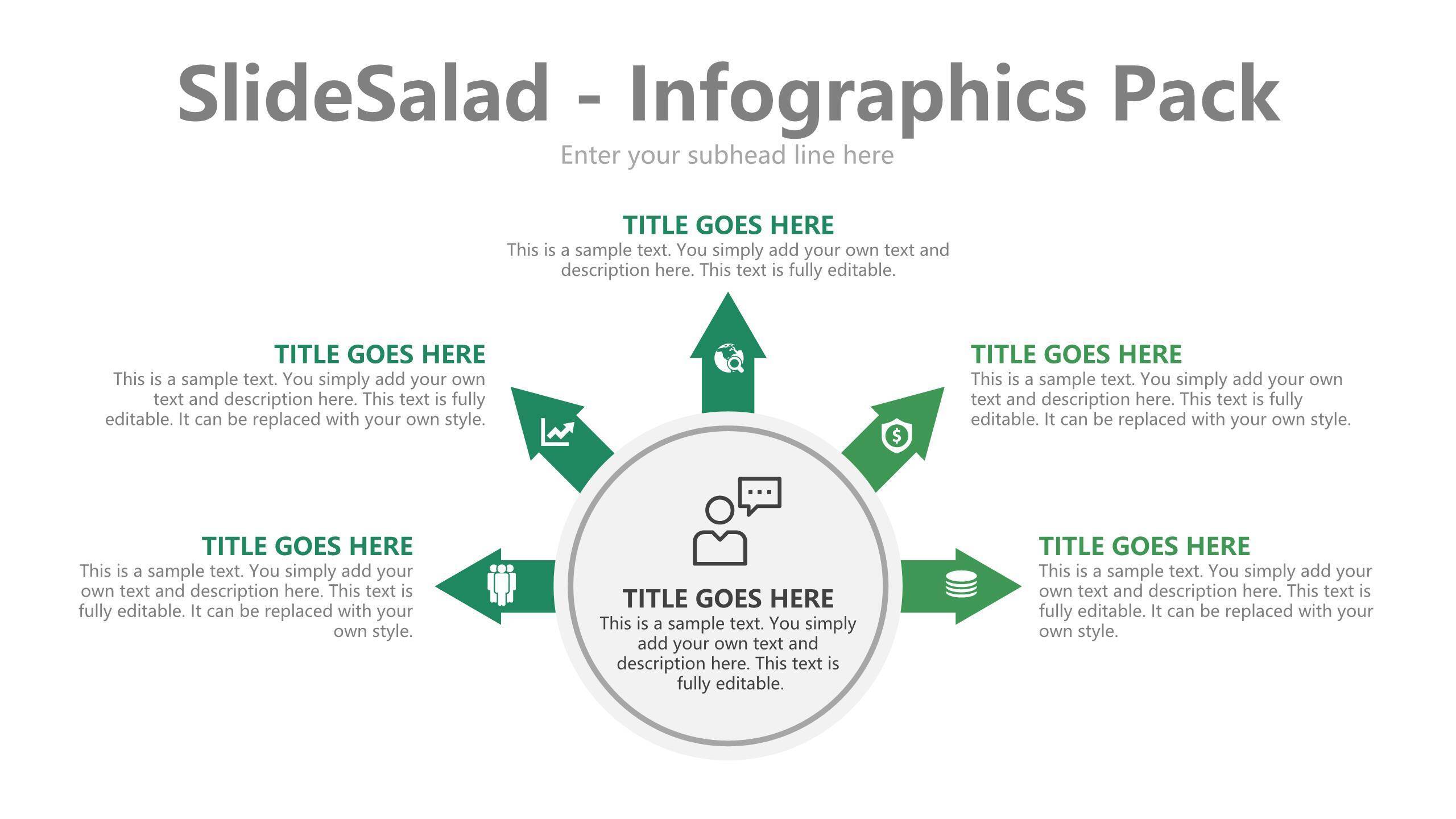 绿色百分比信息PPT图表模板5
