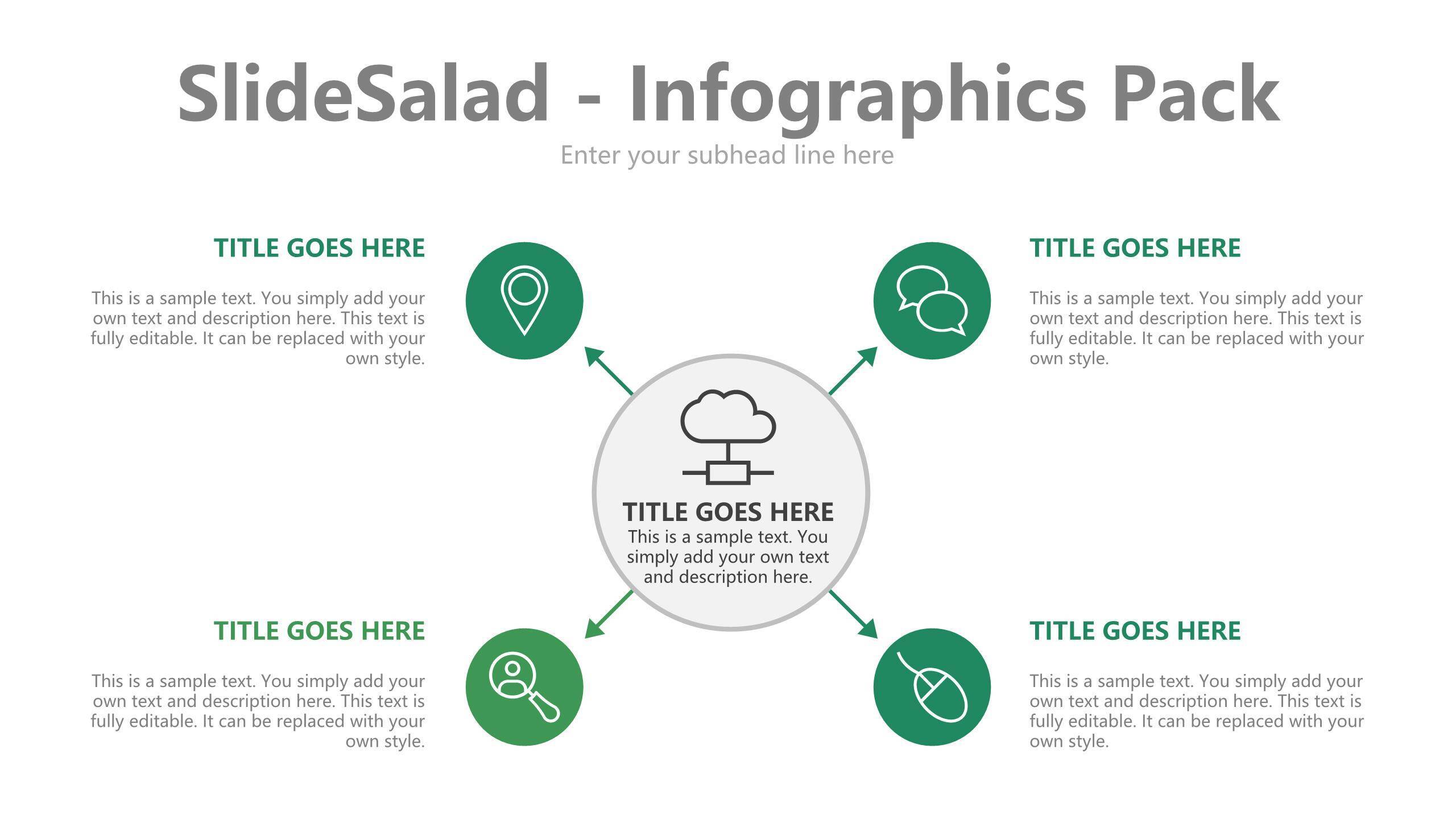 绿色百分比信息PPT图表模板6