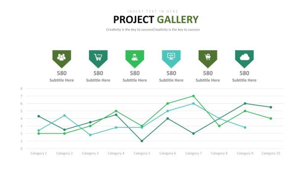 绿色并列关系图表PPT图表模板8