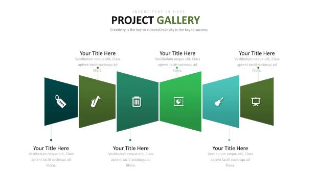 绿色并列关系图表PPT图表模板2