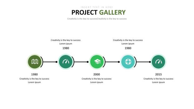 绿色并列关系图表PPT图表模板4