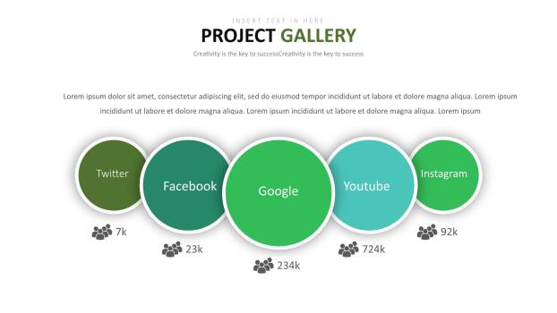 绿色并列关系图表PPT图表模板5