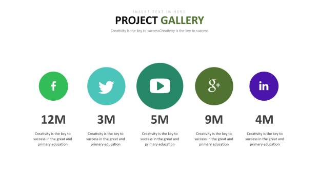 绿色并列关系图表PPT图表模板6