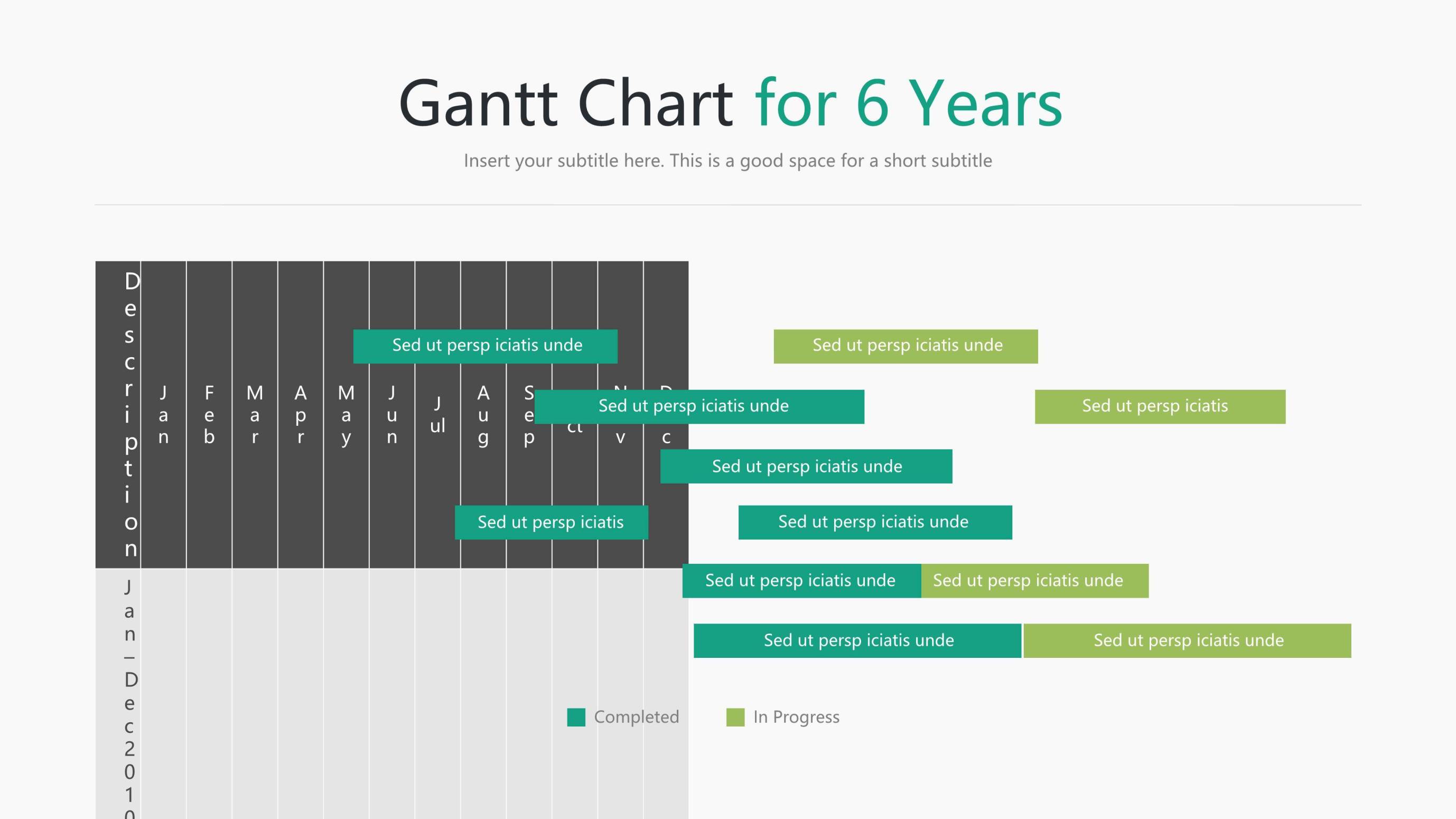 绿色甘特图PPT图表模板1