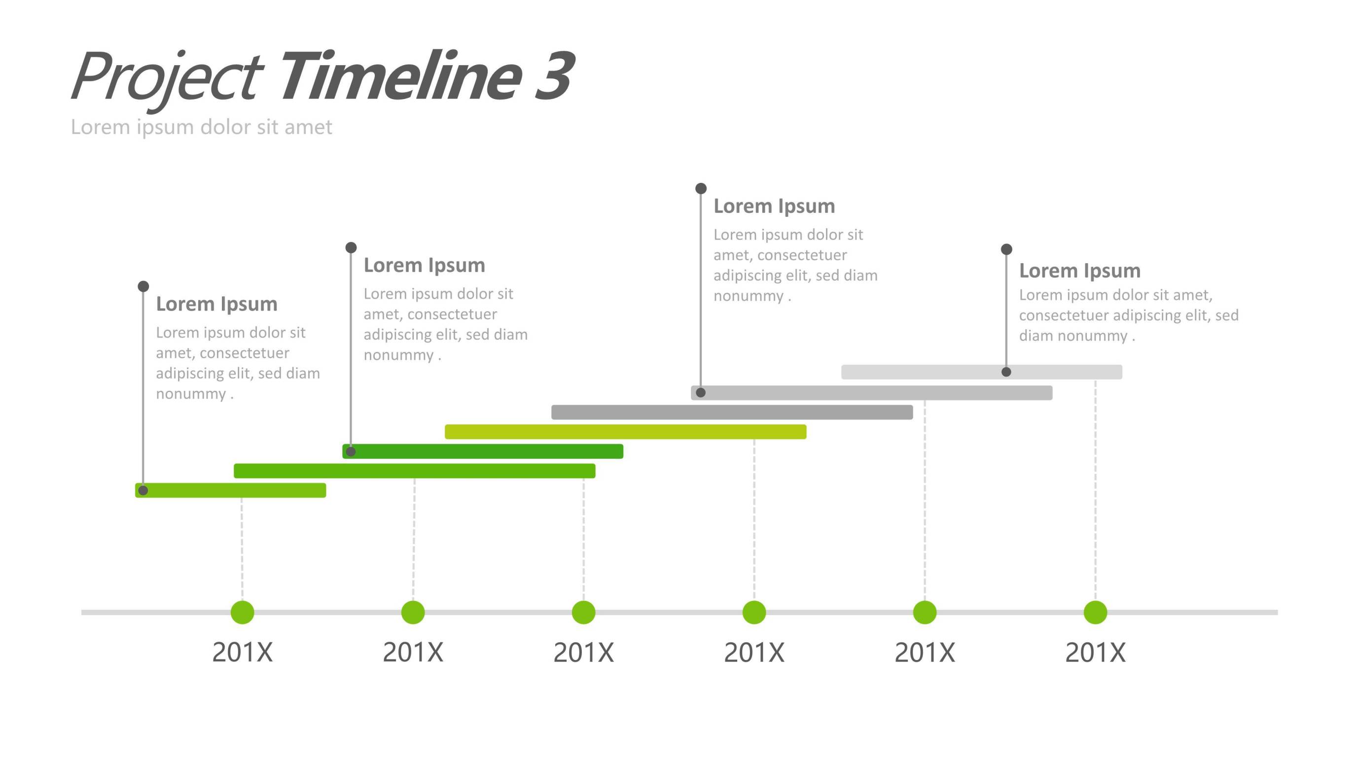 绿色甘特图PPT图表模板3