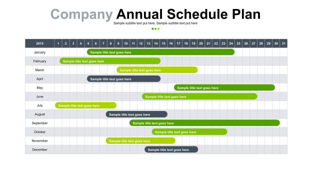 绿色甘特图PPT图表模板5