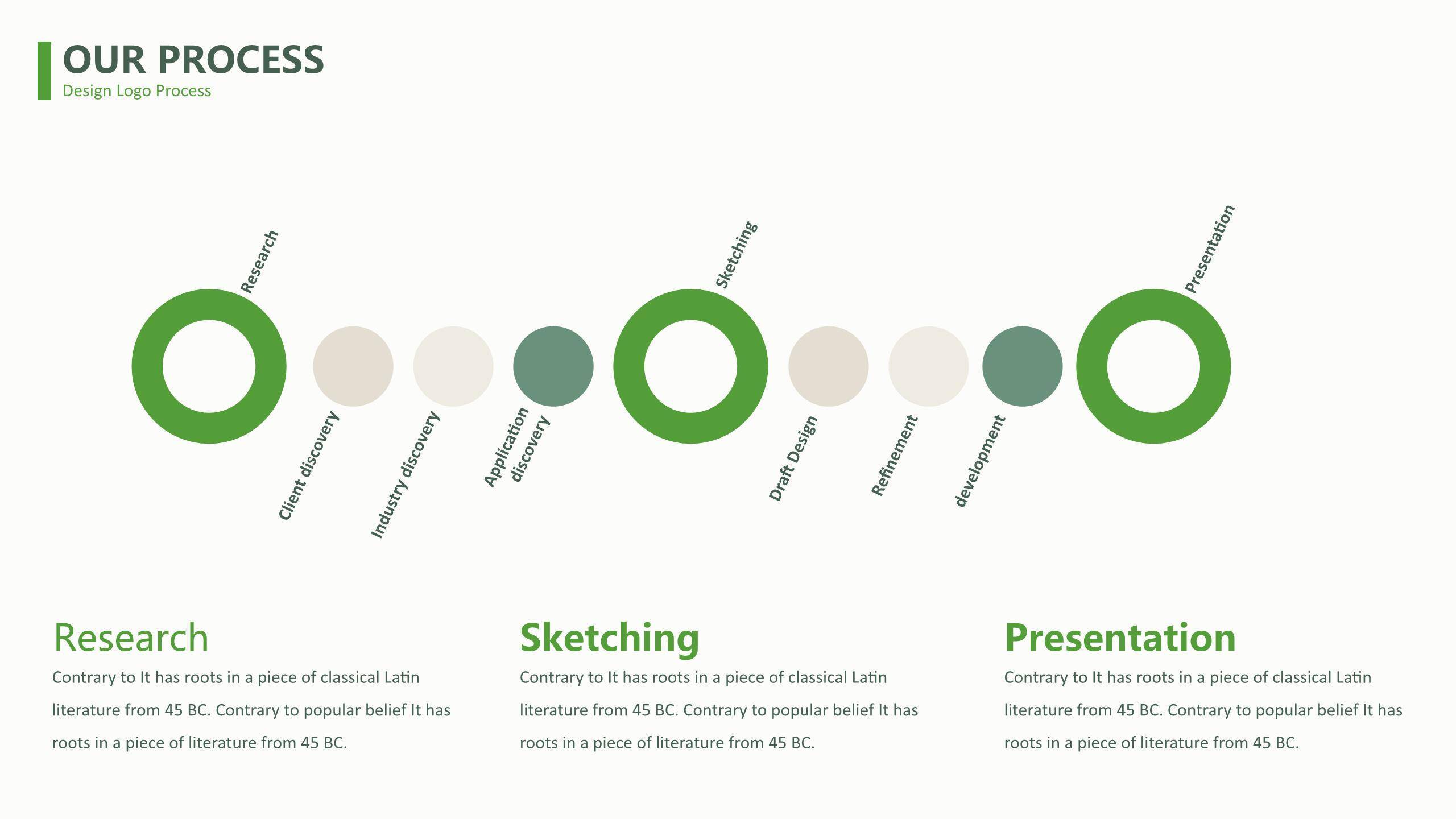绿色简约线条PPT图表模板3