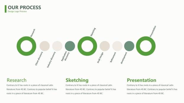 绿色简约线条PPT图表模板3