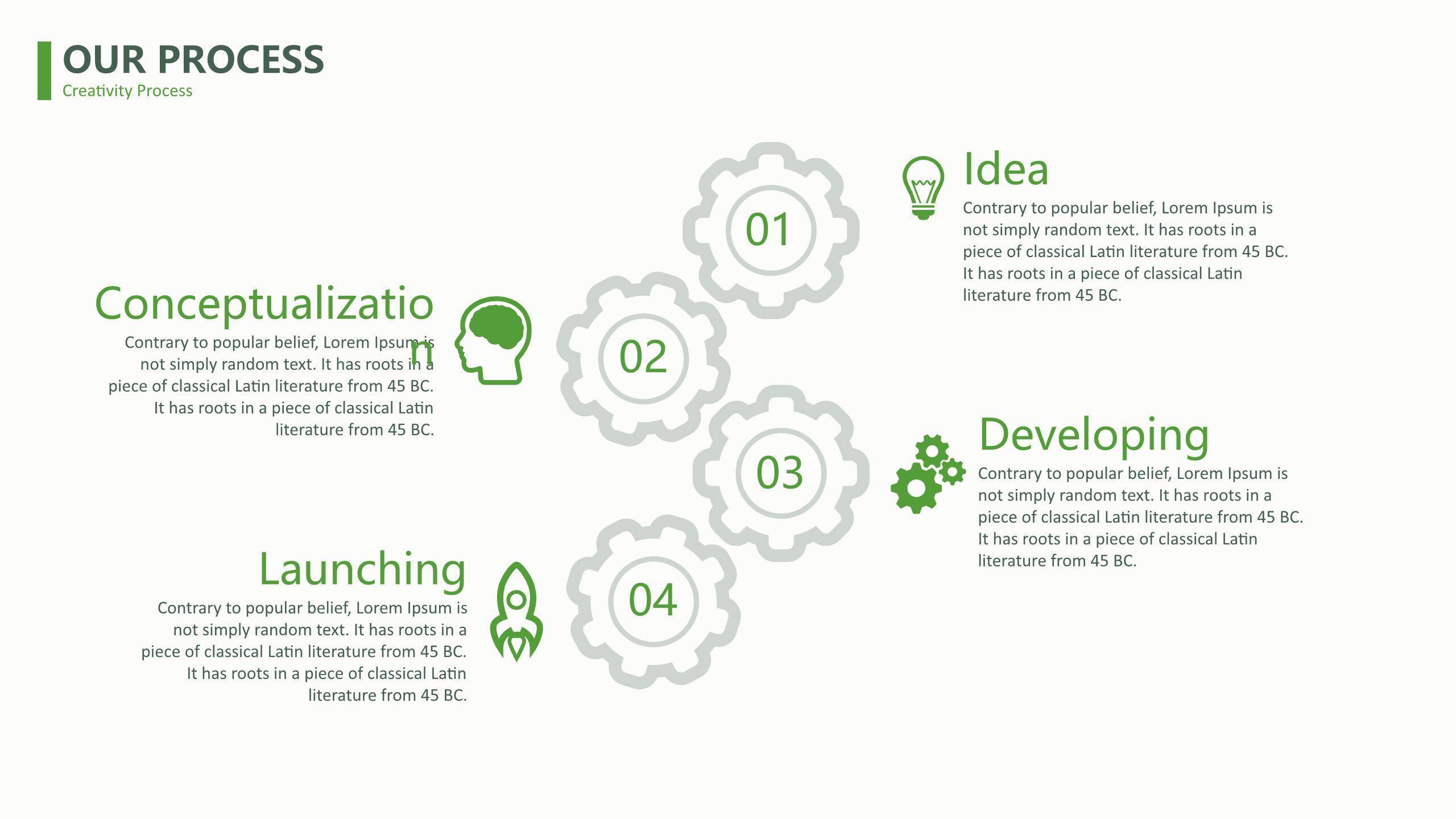 绿色简约线条PPT图表模板4