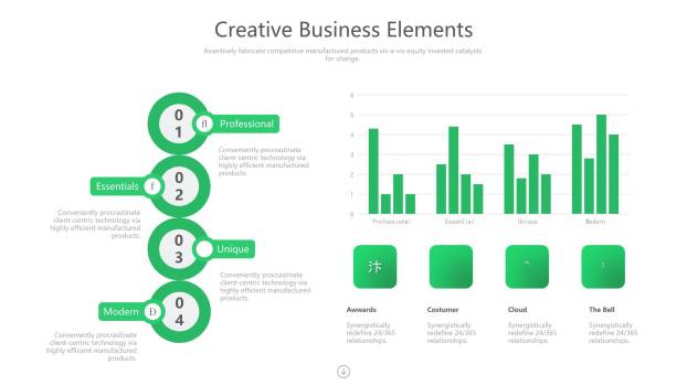 绿色流程图PPT图表模板3