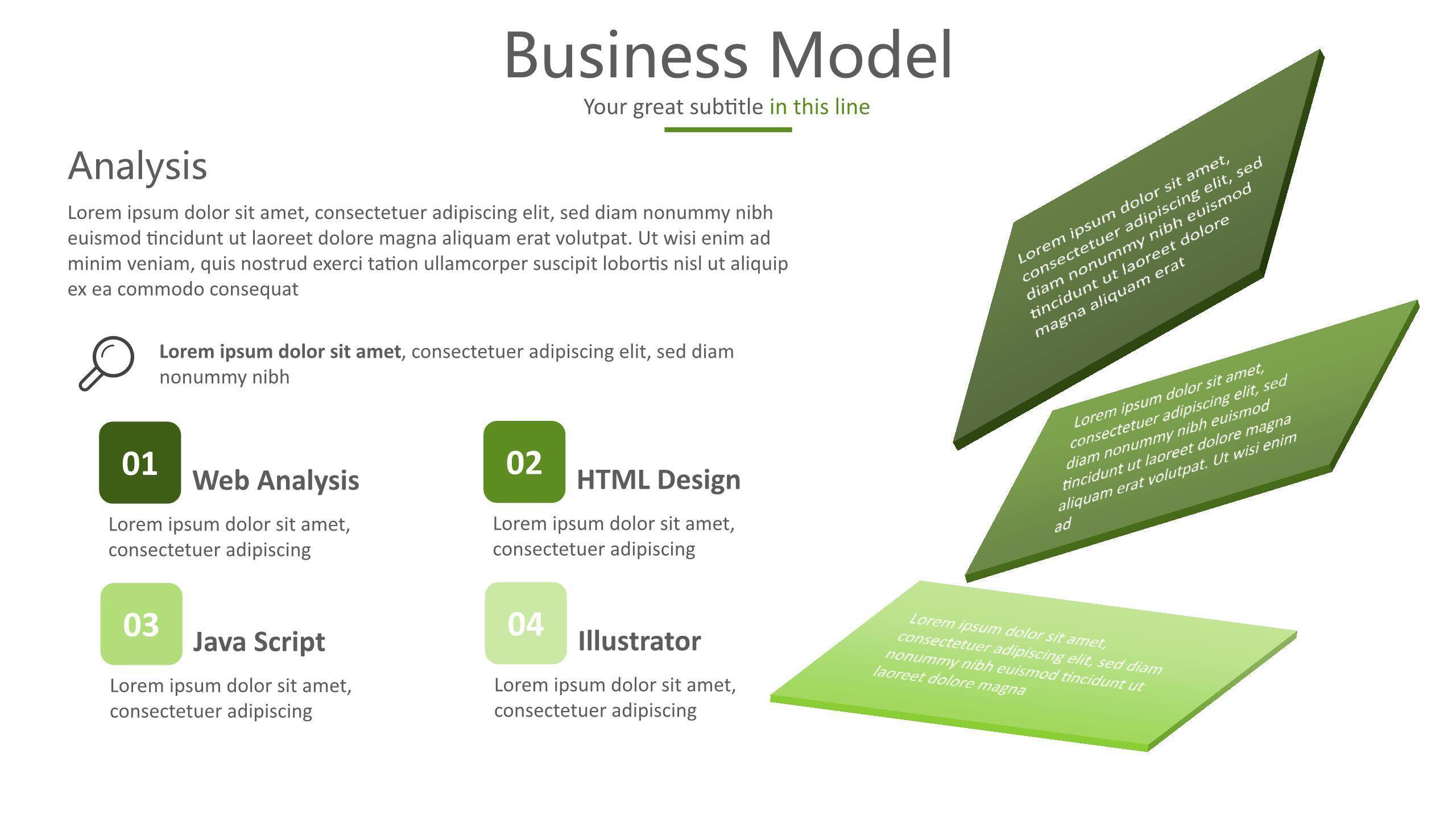 绿色三项关系PPT图表模板(1)6