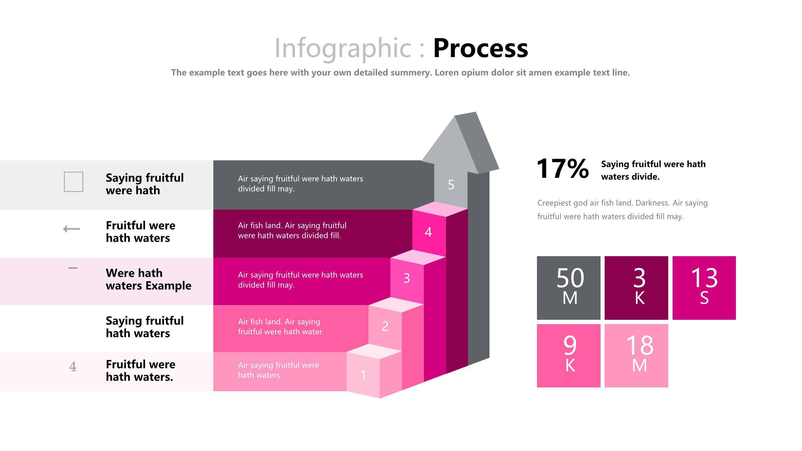 玫红色立体商务PPT图表模板9