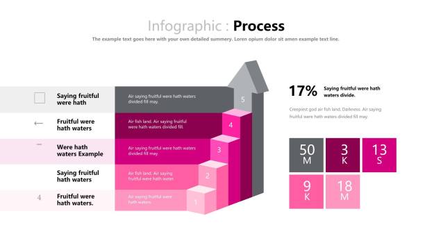 玫红色立体商务PPT图表模板9