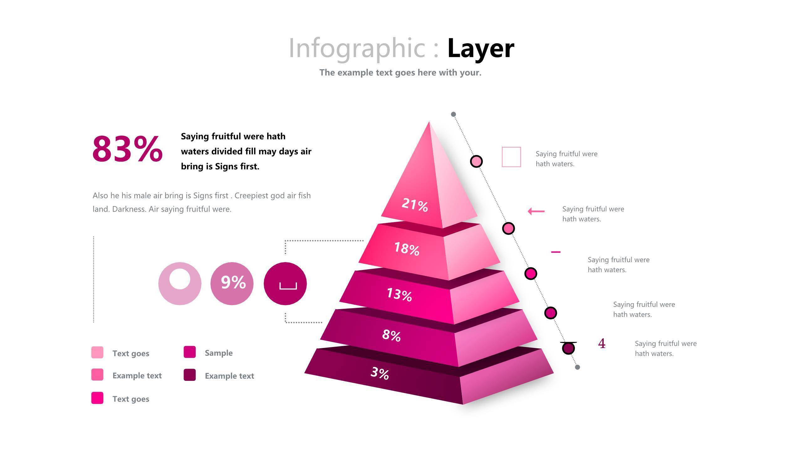 玫红色立体商务PPT图表模板2