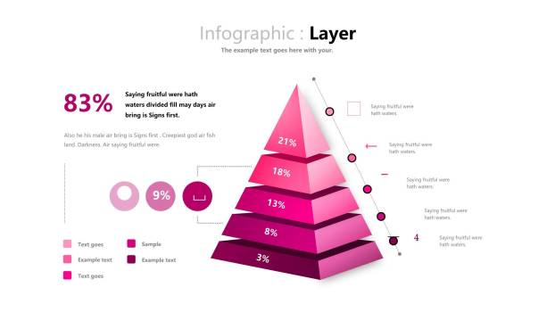 玫红色立体商务PPT图表模板2