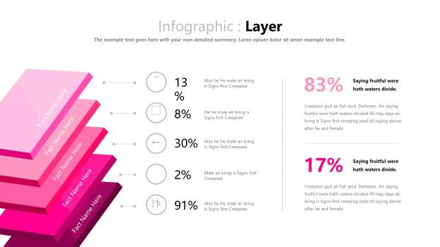 玫红色立体商务PPT图表模板5