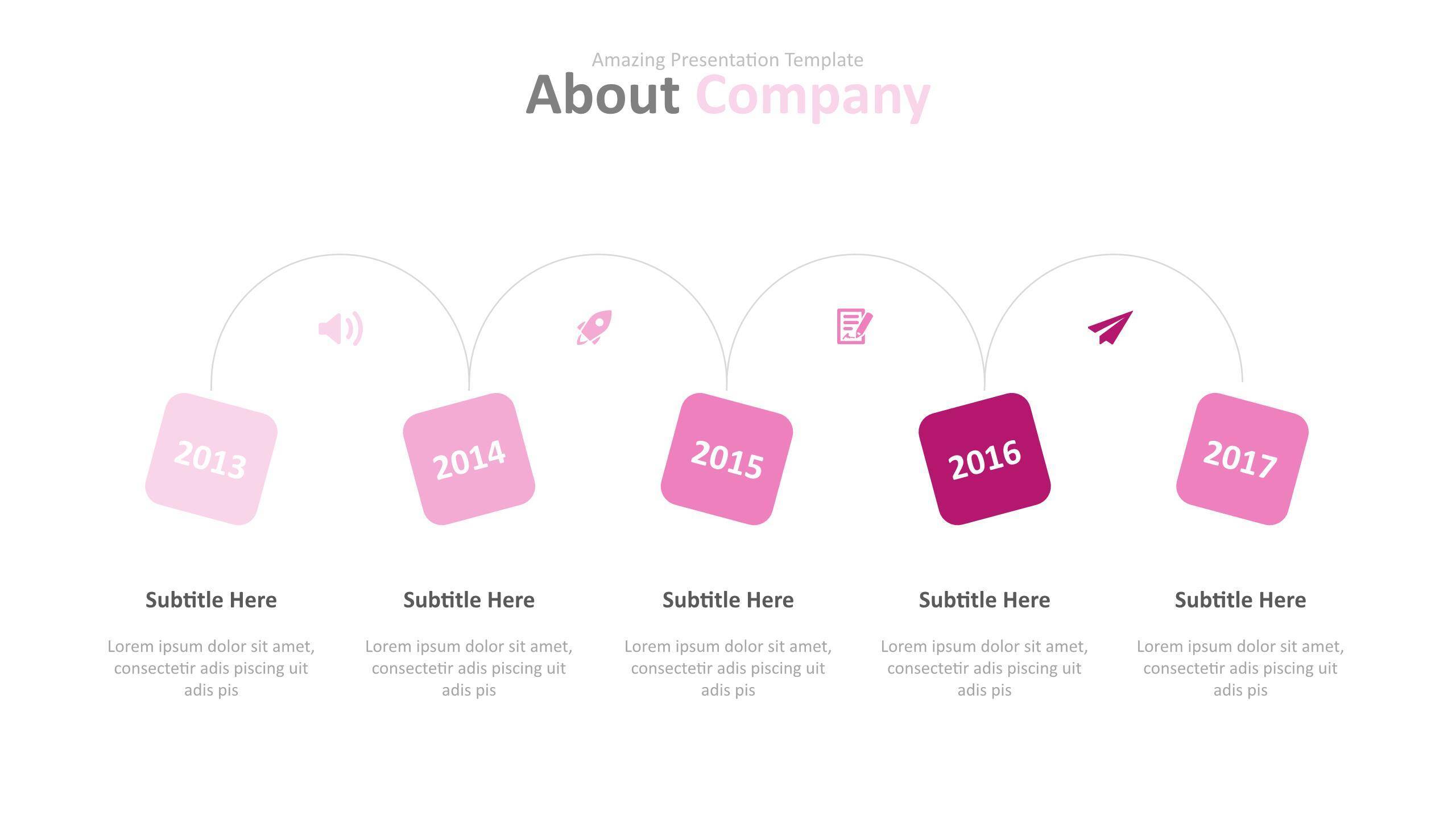 玫红色系商务PPT图表模板(1)2